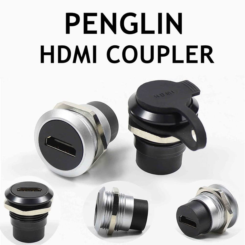 [Australia - AusPower] - PENGLIN 2PCS HDMI Panel Mount Coupler, HDMI Panel Mount Pass Through Connector, Female to Female 4K Bulkhead Adapter, HDMI Extension 4K 30hz 3D and HDR with Water/Dustcap 2PCS HDMI(ROUND TYPE) 