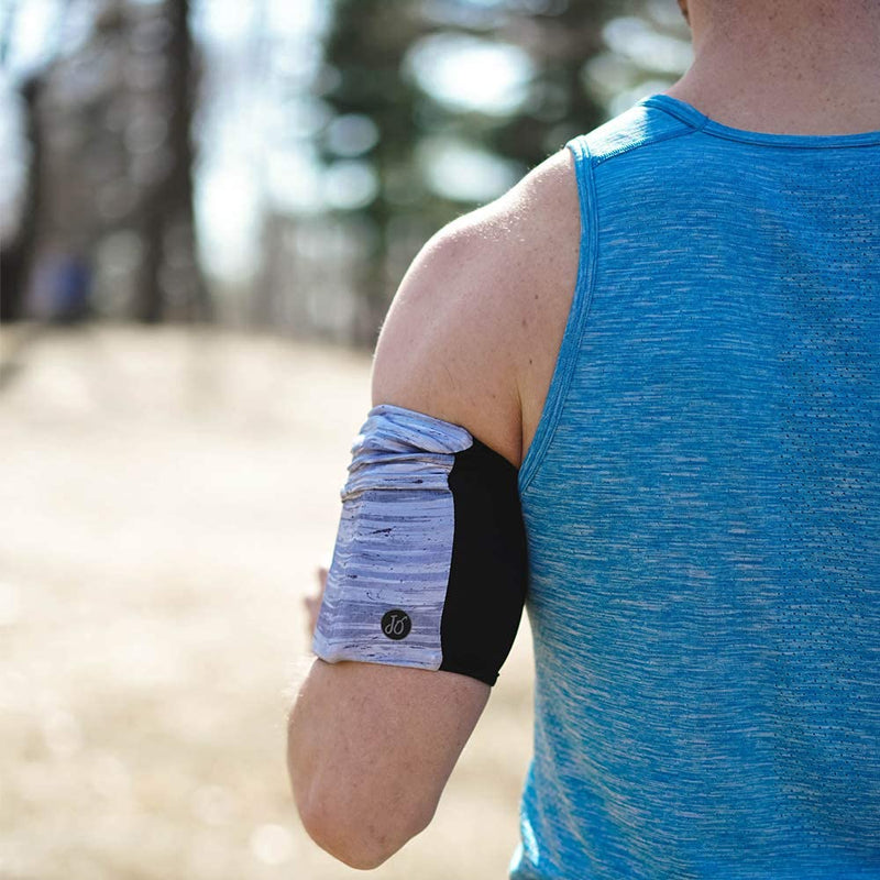 [Australia - AusPower] - JourneyOut Cell Phone Armband for Runners. Phone Holder Arm Sleeve for Working Out & Exercise. Fits iPhone x xs max xr 8 7 6, Pixel 1 2 2XL 3 3XL, Samsung Galaxy S8 S9 S10 - Gray Brush/Black, MD Medium 