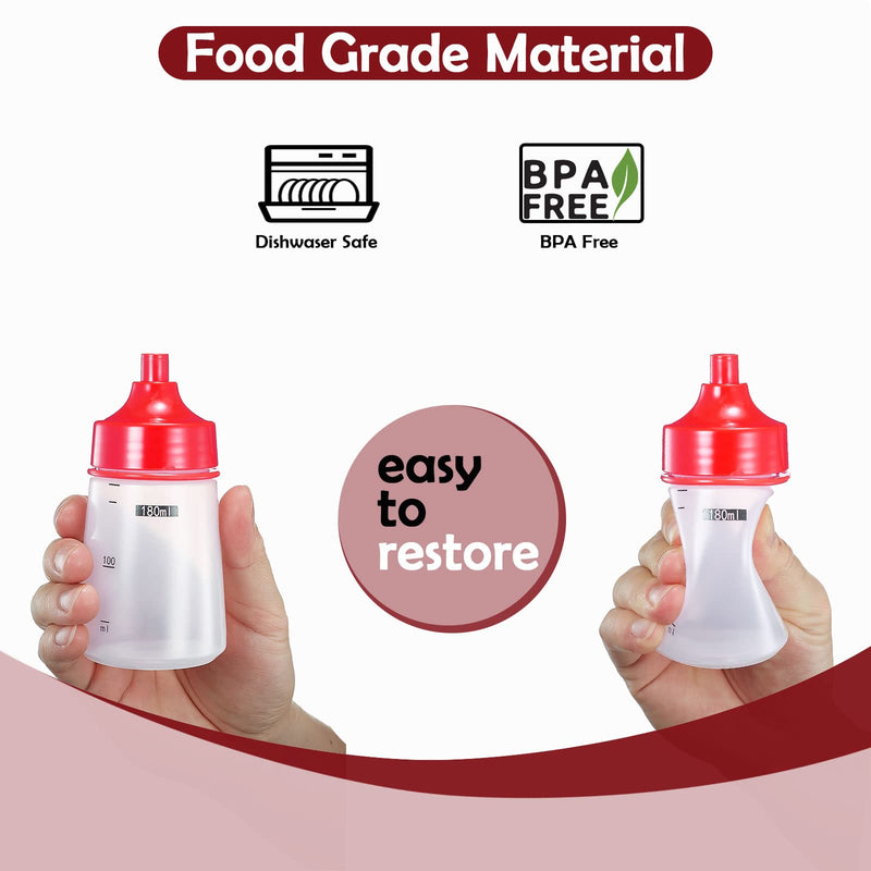 [Australia - AusPower] - Condiment Squeeze Bottles for Sauces Pancake Batter Plastic - Wide Mouth Kitchen Ketchup Mustard Squirt Bottle Empty Dispenser for Icing Oil Salad Food Liquid for Griddle BBQ(2 PCS, 18 oz.) 2 pcs, 18 oz. Wide Mouth,Red 