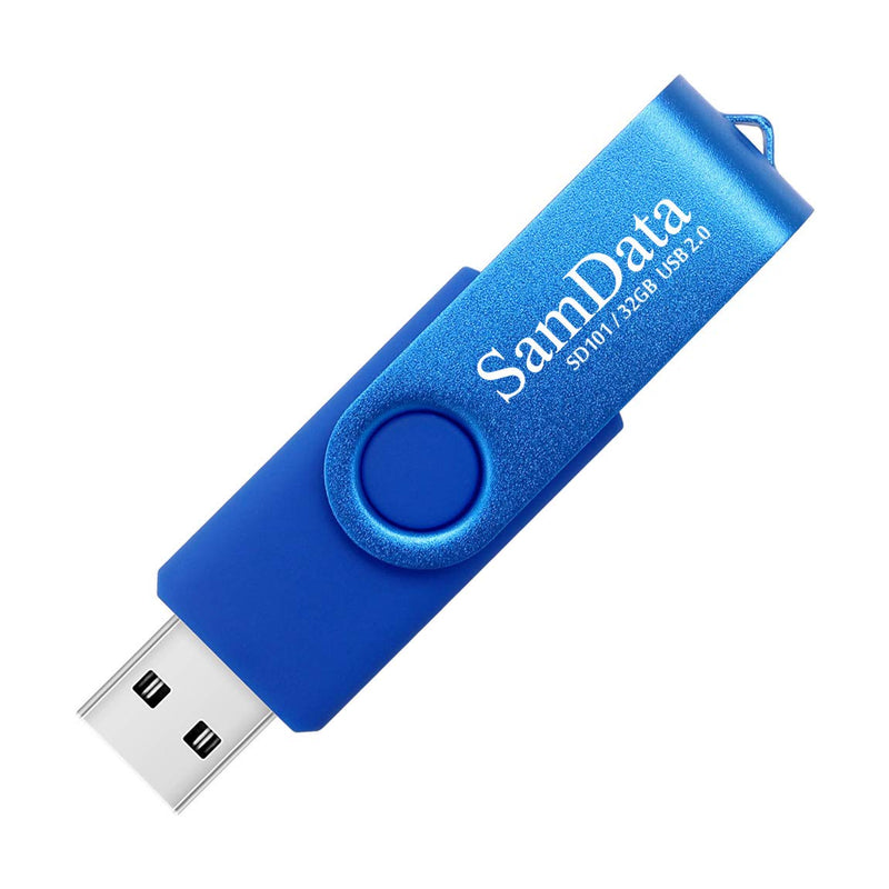 [Australia - AusPower] - SamData 32GB USB Flash Drives 2 Pack 32GB Thumb Drives Memory Stick Jump Drive with LED Light for Storage and Backup (2 Colors: Black Blue) Blue Black 32GB*2 