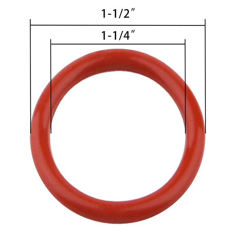 [Australia - AusPower] - DERNORD Silicone O-Ring,1-1/4" ID, 1-1/2" OD, 1/8" Width, 70A Durometer, Red (Pack of 10) 