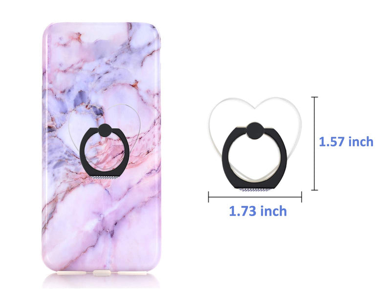 [Australia - AusPower] - lenoup Transparent Heart Cell Phone Ring Holder Kickstand,Bling Bling Sparkle Diamond Clear Heart Cell Phone Finger Ring Grip Stand(Silver/Black) Silver Black 