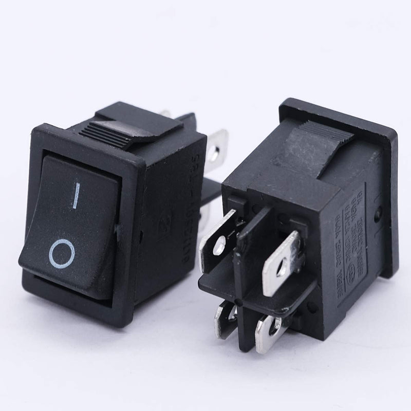 [Australia - AusPower] - mxuteuk 5pcs Snap-in DPST Rocker Switch Toggle Power ON-Off Switch 4 Pin AC 250V 6A 125V 10A, Use for Car Auto Boat Household Appliances MXU1-4-201 4 Pin Black ON-OFF 