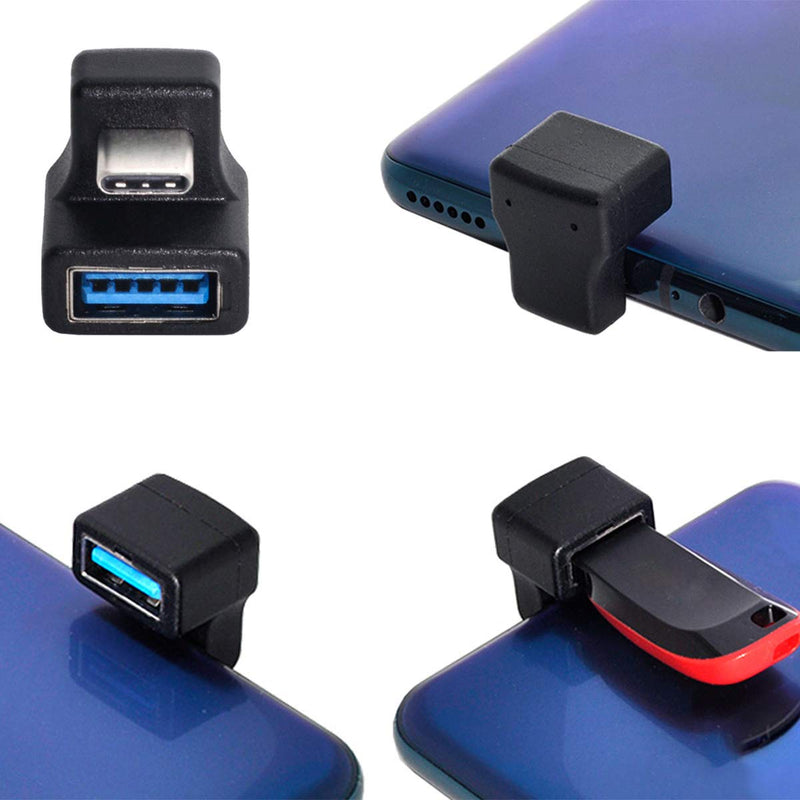 [Australia - AusPower] - Xiwai 180 Degree Up & Down Angled Type-C USB-C OTG to USB 5.0 Female Extension Adapter for Cell Phone & Tablet OTG Adapter Angled 