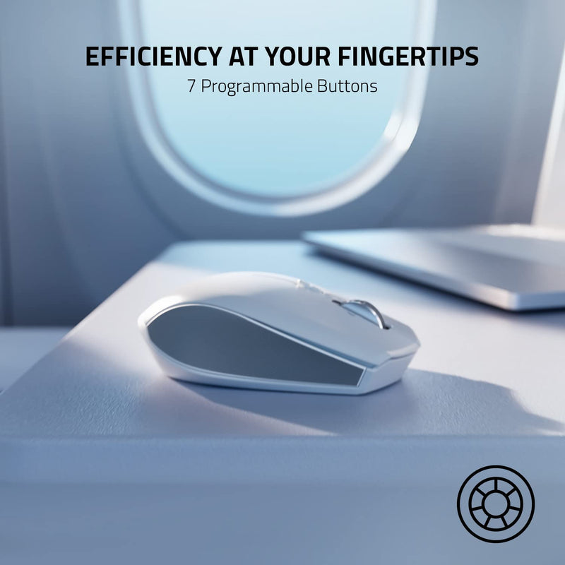 [Australia - AusPower] - Razer Pro Click Mini Portable Wireless Mouse: Silent, Tactile, Mouse Clicks - Sleek & Compact Design - HyperScroll Technology - Productivity Dongle - Connect up to 4 Devices - 7 Programmable Buttons White 
