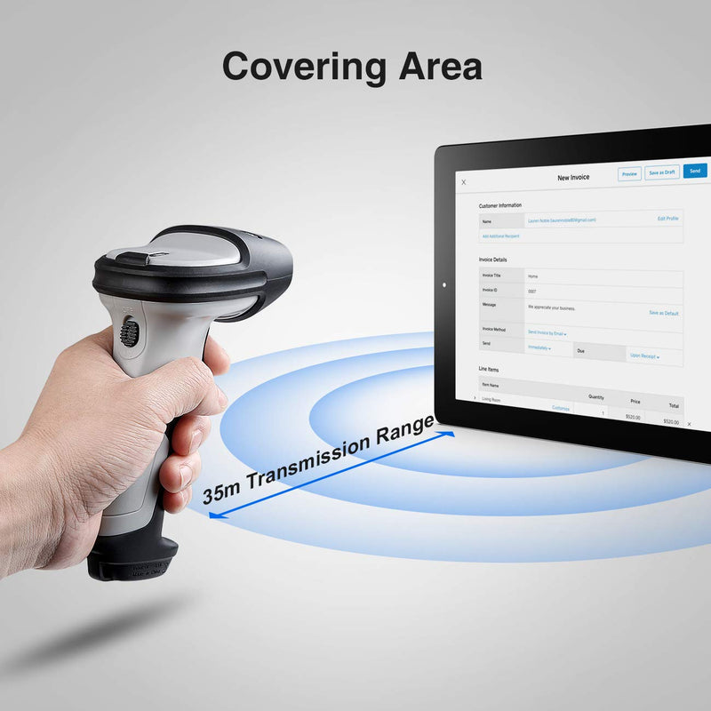 [Australia - AusPower] - Inateck Bluetooth Barcode Scanner, Working Time Approx. 15 Days, 35m Range, Automatic Fast and Precise scanning, BCST-70 