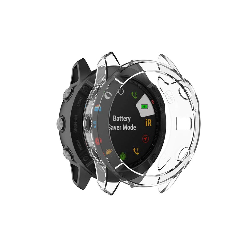 [Australia - AusPower] - RuenTech Case Cover Compatible with Garmin Fenix 6X/6X Pro/Fenix 6X Sapphire Case Protector TPU Protective Case Frame for Fenix 6X GPS Watch (Black&Transparent) Black&Transparent 