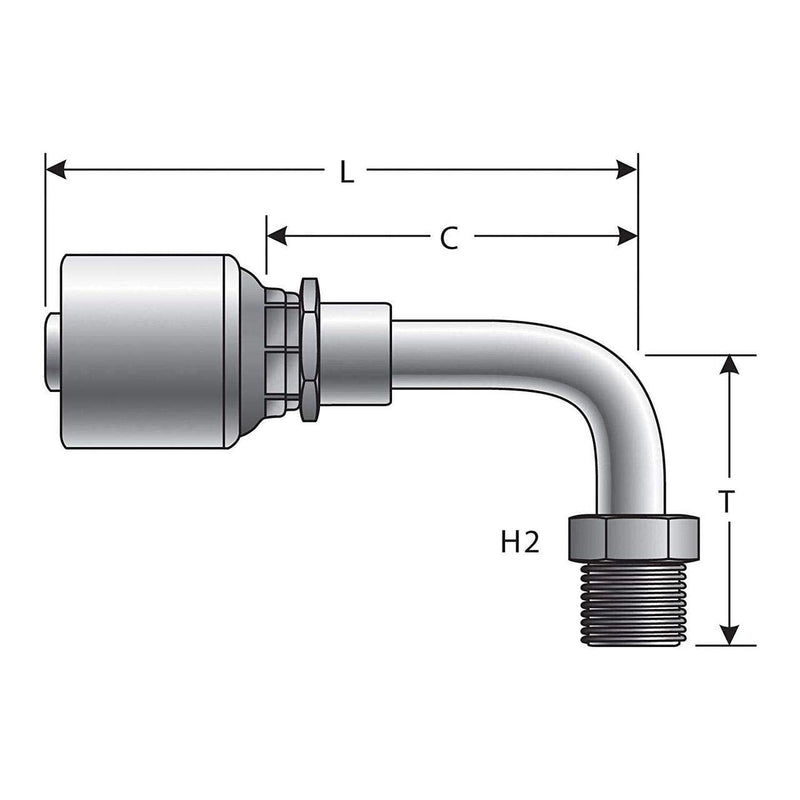 [Australia - AusPower] - Gates G25504-0606 SAE Male Inverted Swivel - 90 Bent Tube (MegaCrimp) 