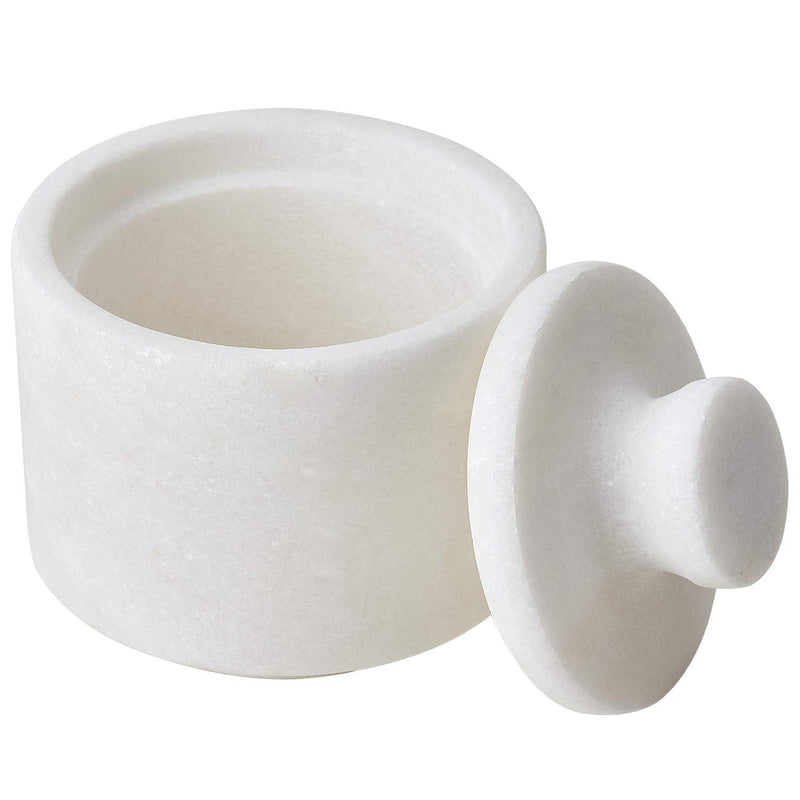 [Australia - AusPower] - White Marble Salt Cellar Keeper With Lid 
