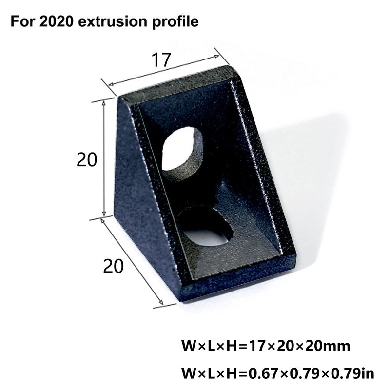 [Australia - AusPower] - 24 Sets Black 2020 Series Aluminum Extrusion Profile Connector Set,24 pcs Corner Brackets,with 48 pcs T-Nuts and Hex Screw Bolt for 6mm 20S T Slot Aluminum Profile Accessories 
