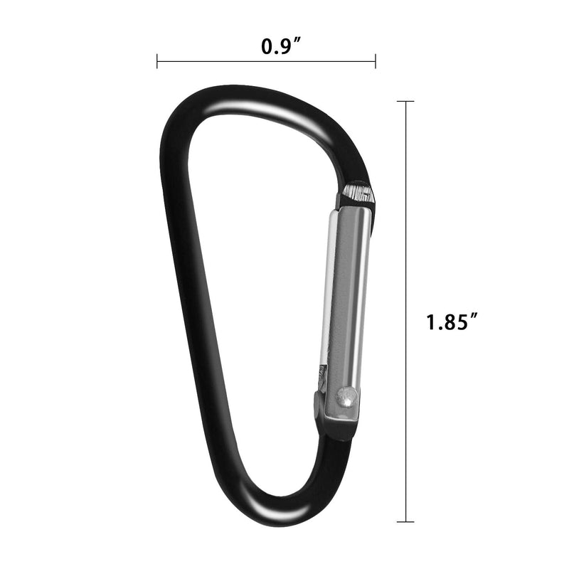 [Australia - AusPower] - UPINS 100 Pcs Aluminum Carabiner Caribeaner Keychain Clips Bulk Black Small Caribeener Clips, D Shape Key Chain Rings 