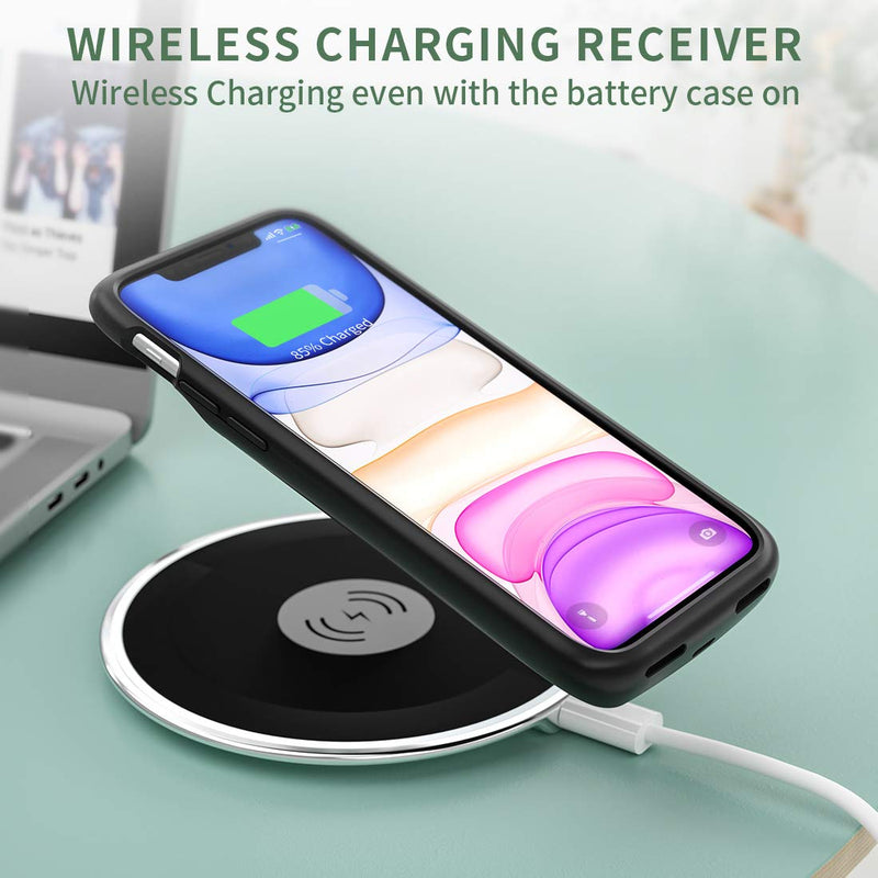 [Australia - AusPower] - NEWDERY Battery Case for iPhone 11 Qi Wireless Charging Compatible, 5000mAh Extended Battery Pack Rechargeable Protective Charger Case for iPhone 11 (6.1 inches) Black 