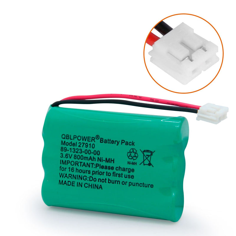 [Australia - AusPower] - QBLPOWER 27910 Cordless Phone Battery Rechargeable Compatible with Vtech 89-1323-00-00 AT&T E1112 E2801 TL72108 Motorola SD-7501 RadioShack 23-959 Cordless Handsets 3.6V(Pack of 2) 