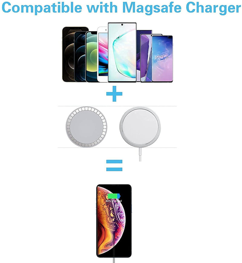 [Australia - AusPower] - Magnet Sticker for MagSafe Wireless Charging Magnet Metal Plate Leather Sheet Phone Magnet Sticker for iPhone 11 Pro Max/11 Pro/11 iPhone 12/13 Cases Without MagSafe (White) MagSafe Sticker(White) 