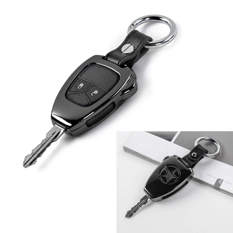[Australia - AusPower] - JeCar Metal Remote Key Fob Cover Case Shell Fob Protection Hull with Key Chain for Jeep Wrangler JK JKU 2008-2017/Compass 2008-2015/Patriot 2011-2016 Accessories 