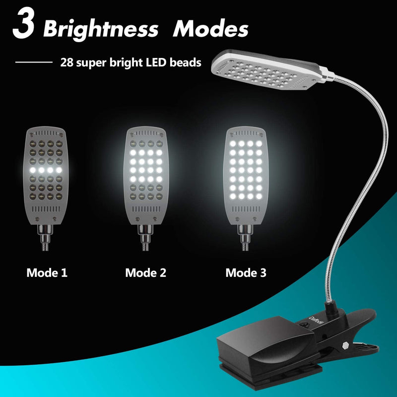[Australia - AusPower] - USB and Battery Powered Desk Keyboard Light - Daffodil ULT300 - Table/Headboard Clamp and Flexible Gooseneck with 28 LED Beads in 3 Brightness Levels for Easy Reading 