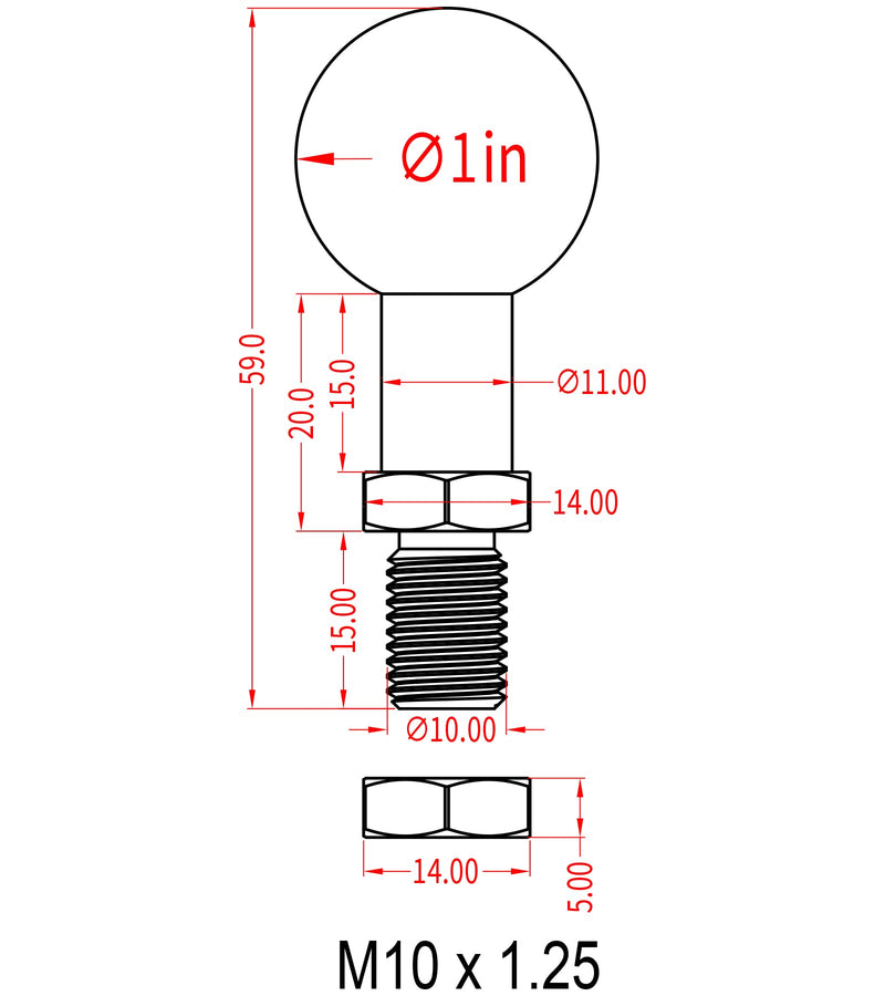 [Australia - AusPower] - BRCOVAN 2 Pack, 1'' Ball Adapter with M10 x 1.25 x 15 Threaded Post Compatible with RAM Mounts B Size 1 Inch Ball Double Socket Arm 