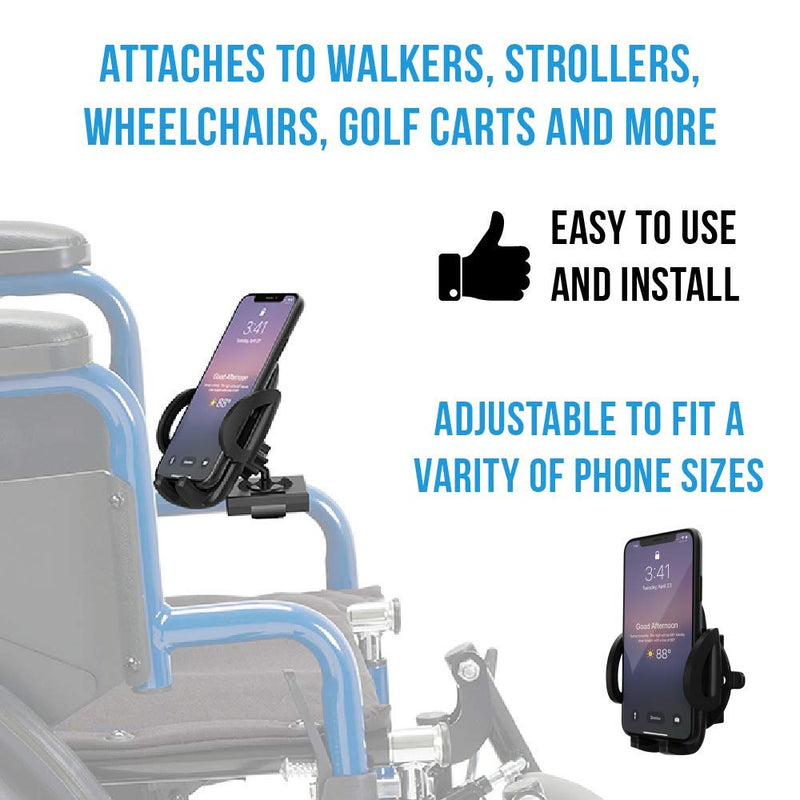 [Australia - AusPower] - Mobility Phone Grip, Cell Phone Holder for Walkers Wheelchairs and Scooters 