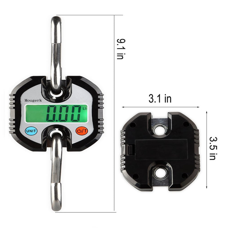 [Australia - AusPower] - Mougerk Digital Hanging Scales Portable Heavy Duty Crane Scale 150 kg 300 lb 2 AAA Batteries(Not Included) Black 