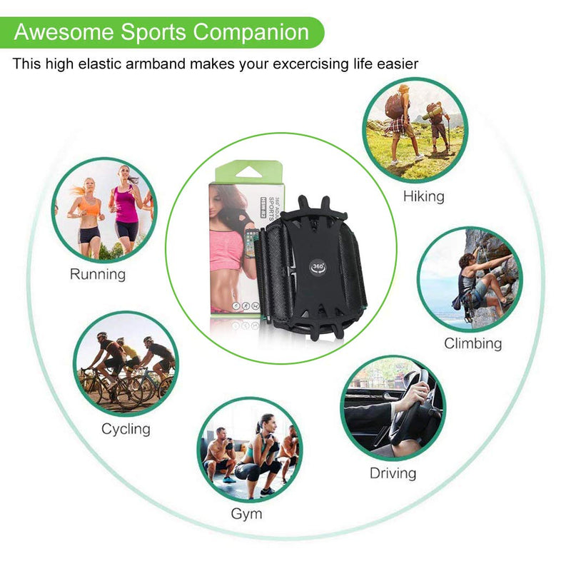[Australia - AusPower] - Wristband Phone Holder,HCcolo 360°Rotatable Universal Sports Wristband for iPhone X/8 Plus/8/7/6s,Galaxy S9 Plus/S9/S8 & Other 4”-6.5”Smartphone,Running Armband for Hiking Biking Walking (Wrist) 