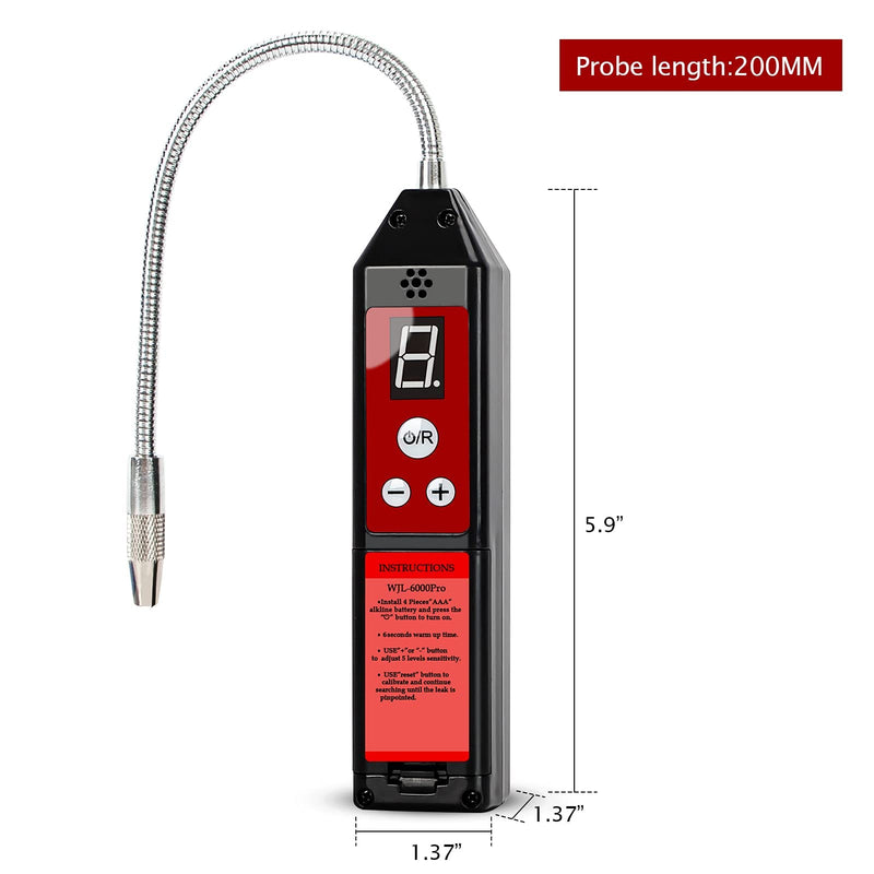[Australia - AusPower] - Refrigerant Leak Detector HVAC, Aprvtio WJL-6000Pro Freon Leak Detector Freon Sniff Halogen Gas Leak Detector, Higher Sensitivity(up to 0.14oz/yr) R22 R410A R134A R1234YF CFCs HCFCs HFCs 