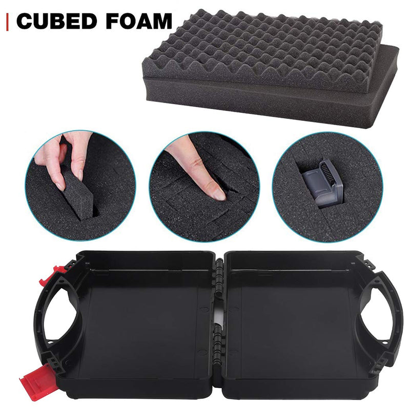 [Australia - AusPower] - Small Hard Carrying Case with Pluck Foam Interior for iPhone, GoPro, Camera, and More- 9.3 x 7.5 x 2 Inches, Black 9.3" X 7.5" X 2" 