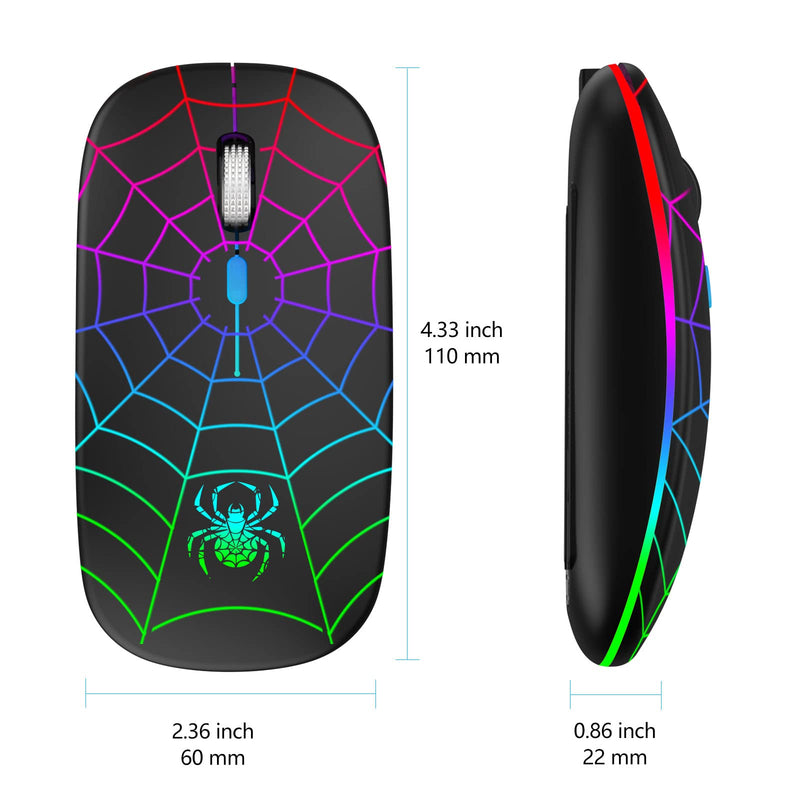 [Australia - AusPower] - Wireless Mouse, Led Mouse Portable Mobile Optical Cordless Mouse with USB and Type C Receiver, 3 Adjustable DPI Wireless Computer Mouse for Mac Book, Laptop, Desktop,Windows, PC Black 