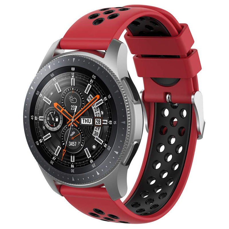 [Australia - AusPower] - Meifox Compatible With Gear S3 Bands,Solf Silicone Replacement Band for Samsung Gear S3 Frontier/ S3 Classic Smartwatch / Galaxy Watch 46mm R800 Red black 
