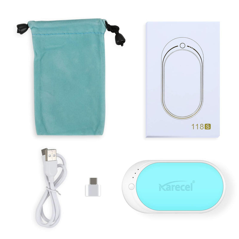 [Australia - AusPower] - Karecel Hand Warmers Rechargeable, USB Hand Warmer Reusable 5200mAh Powerbank Portable Heater Battery Hot Pocket Warmer Electric Handwarmers, Great Gifts for Men and Women in Cold Wether Winter Mint 