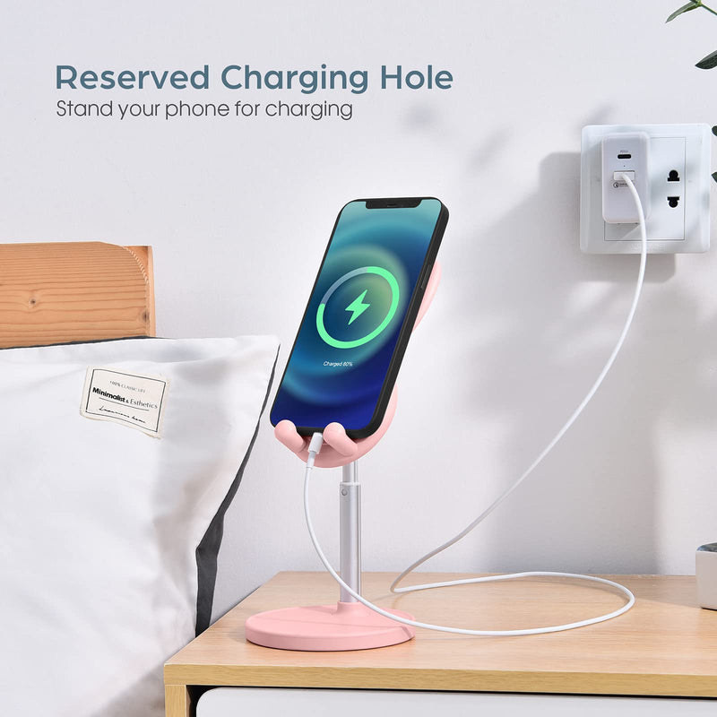 [Australia - AusPower] - Cute Bunny Phone Stand, Angle Height Adjustable OATSBASF Cell Phone Stand for Desk, Thick Case Friendly Phone Holder Stand, Compatible with iPhone, Kindle, iPad, Switch, Tablets, All Phones (Pink) Pink 