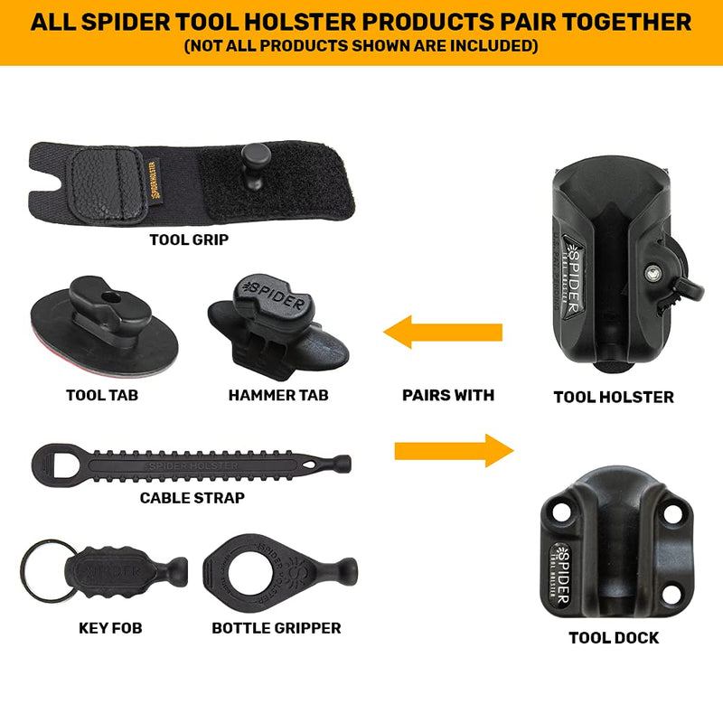[Australia - AusPower] - Spider Tool Holster - Tape Measure Belt Holster Set - Self Locking, Quick Draw Access to Your Tape Measure, bit Box, and Other Flat surfaced Tools! 
