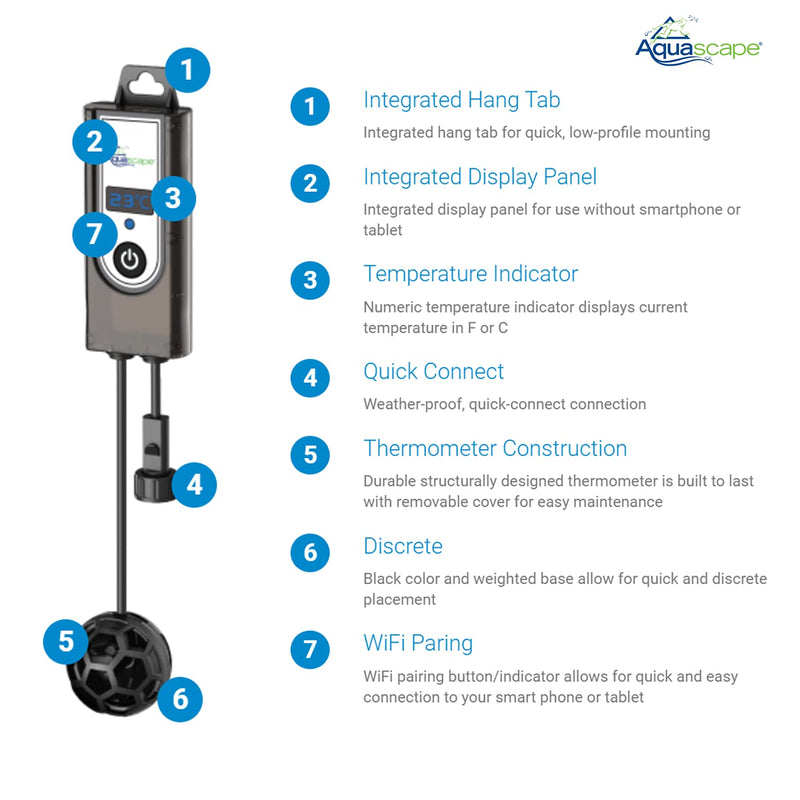 [Australia - AusPower] - Aquascape 74012 Controls Smart Pond Thermometer, Black 