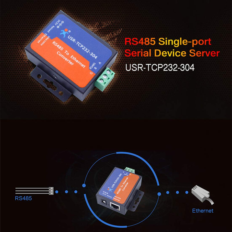 [Australia - AusPower] - PUSR USR-TCP232-304 Serial RS485 to TCP/IP Ethernet Server Converter Module with Built-in Webpage DHCP/DNS Supported 