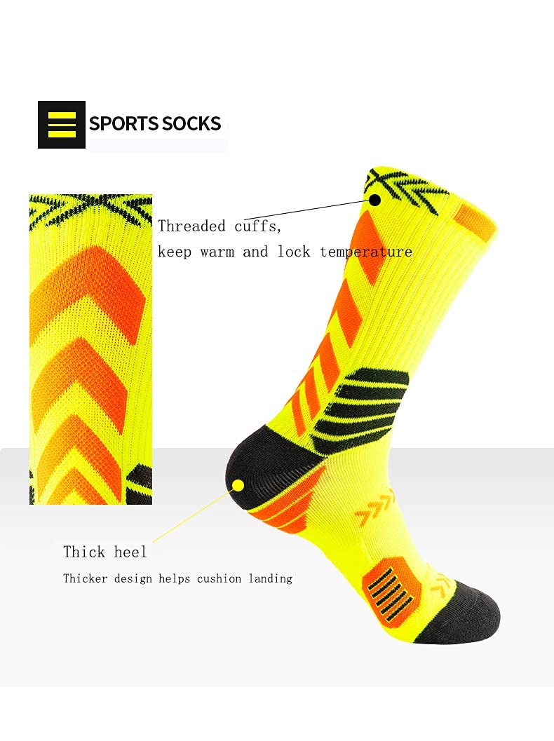 [Australia - AusPower] - 5 Pairs Men's Athletic Crew Socks Performance Thick Cushioned Sport Basketball Running Training Compression Sock 