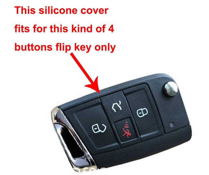 [Australia - AusPower] - Silicone Key Cover Case Remote Fob Protector fit for VW Golf Polo 2016-2017 4 Buttons Keyless Entry Remote Key Fob Skin Protective key Jacket (1 Black + 1 Red) 1 Black + 1 Red 