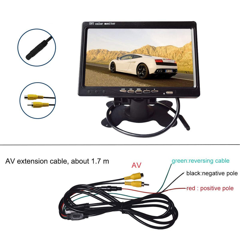 [Australia - AusPower] - Vehicle On-Dash Backup Monitor, 7" Digital HD Car TFT LCD Color Screen Display with 2 Video Input for Rear View Camera 