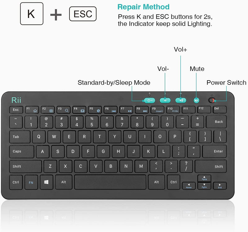 [Australia - AusPower] - Rii RKM709 2.4 Gigahertz Ultra-Slim Wireless Keyboard and Mouse Combo, Multimedia Office Keyboard for PC, Laptop and Desktop,Business Office(Black) Black 