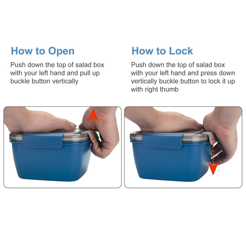 [Australia - AusPower] - Freshmage Salad Lunch Containers To Go, 2 Packs 52 oz Salad Bowls with 3 Compartments, Salad Tupperware for Salad Toppings, Men, Women (Blue+Blue) Blue+Blue 