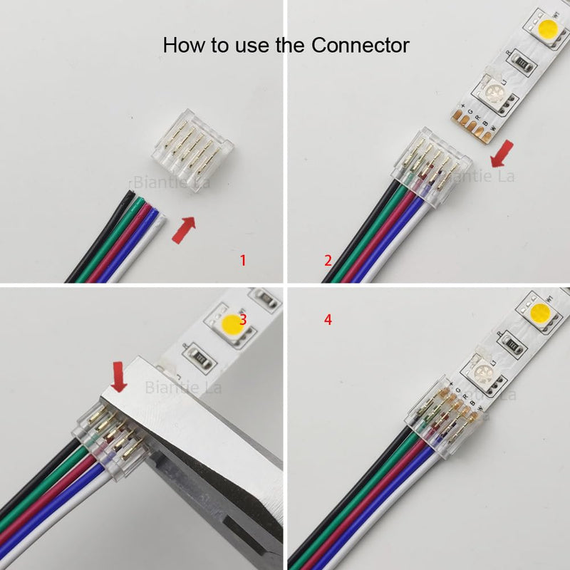 [Australia - AusPower] - Biantie La RGBW LED Strip Light Connectors - 5-Pin 10mm Solderless Clips for SMD 5050 Strip-to-Wire Joints (Pack of 20) 