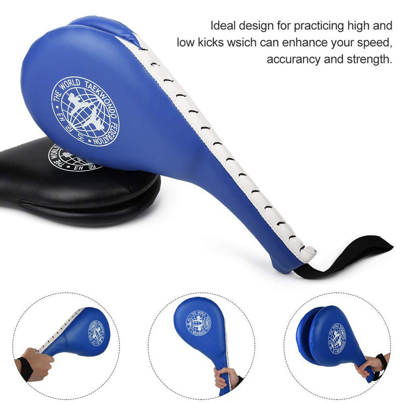[Australia - AusPower] - Taekwondo Kick Pads 2PK, Karate Martial Arts Training Equipment Kicking Target Pad, Double Strike Boxing Pads for Kids Youth Adult Black&Blue 