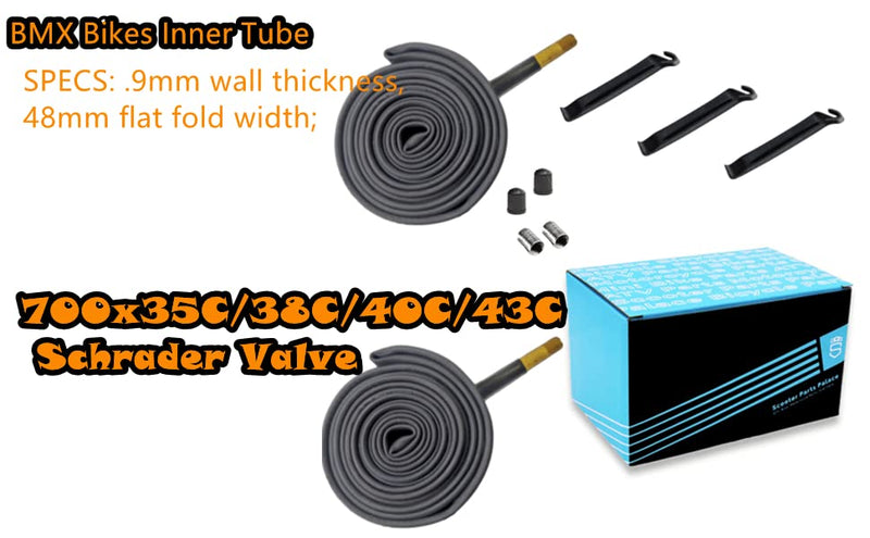 [Australia - AusPower] - 700x35C/38C/40C/43C Schrader Valve 700C Bike Inner Tubes for 700 x 35C 700x36C 700x37C 700 x 38C 700x39C 700 x 40C 700x41C 700 x 42C 700 x 43C Bike Tire Tubes - 48mm A/V 