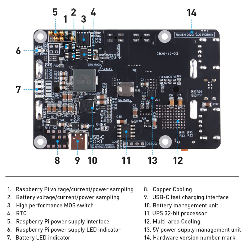 [Australia - AusPower] - GeeekPi Raspberry Pi UPS V5 Power Supply Uninterruptible UPS HAT,Support 18650 Battery Charger Power Bank Power Management Expansion Board 5V for Raspberry Pi 4B/3B+/3B/2B/B+/B/A+/A 