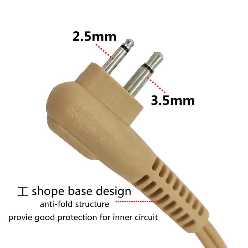 [Australia - AusPower] - Beige Acoustic Tube Headset 2 Pin M1 Head Walkie Talkie Earpiece with Mic for Motorola Radio BRP40 CP200 CP200D CP185 CLS1410 CLS1110 DTR650 EP450 DEP450 DV5100 BC120, Replace HKLN4604 Headset Beige 