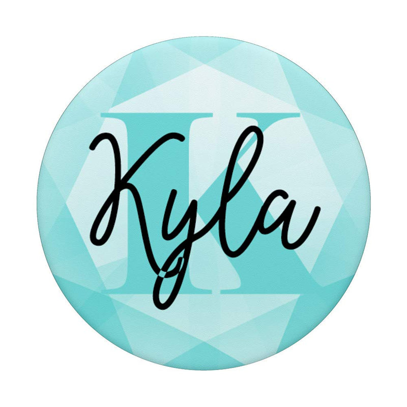 [Australia - AusPower] - Kyla Name Aqua Teal Diamond Collapsible Phone Grip Black 