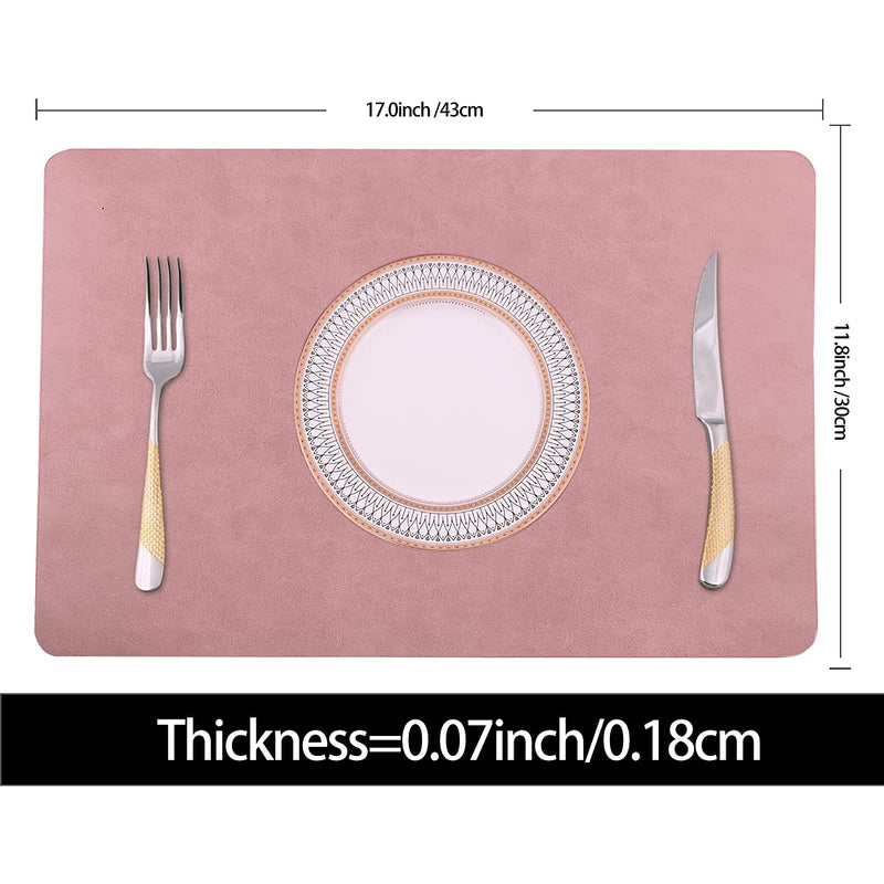 [Australia - AusPower] - Placemats,Placemats for Dining Table Set of 4,11.8" x 17"Reusable Faux Leather Heat-Resistant Place Mats,Waterproof Table Mats,Non-Slip for Dining Table Decor (Pink, 4) Pink 