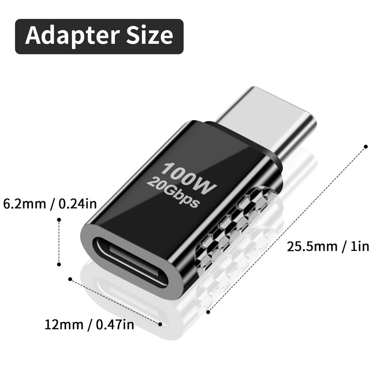 [Australia - AusPower] - Duttek USB C Adapter 20Gbps, USB C Extension Adapter Male to Female, USB C Extender Adapter Support PD 100W Charge & Data Transfer for MacBook Pro, Laptop and USB-C Devices (2 Pack) USB C male to female adapter 20Gbps 