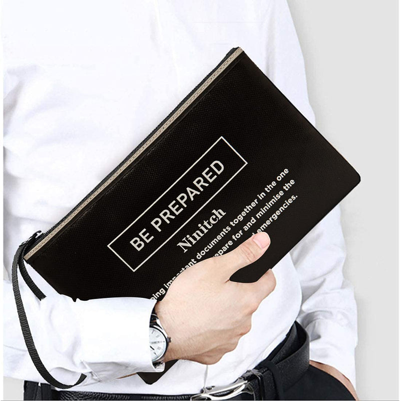 [Australia - AusPower] - Fireproof Money Bag,Bank Bag Fireproof and Waterproof Cash Bag with Zipper Closure, Fireproof Safe Storage Bag Envelope, Suitable for documents, Bank Inventory, Passport (Black, M) Black Medium 