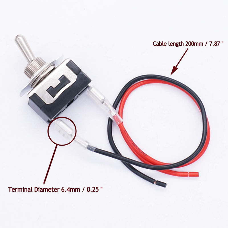 [Australia - AusPower] - TWTADE 3 Pcs Toggle Rocker Switches SPST ON/Off 2 Pin 2 Position 16A 250VAC Spade Terminal Heavy Duty Metal Boat Switch with Waterproof Boot Cap + 6.3mm Terminal Wires TEN-1021MZX-B101 