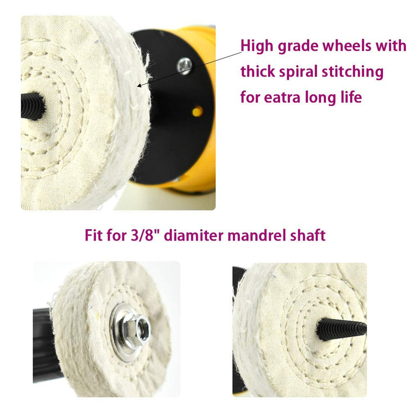 [Australia - AusPower] - SCOTTCHEN Polishing Wheel 3" Fine Cotton (50 Ply) 1/4" Arbor with 1/4" Mandrel for Drill - 2Pack 2pcs fine 