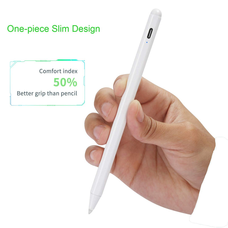 [Australia - AusPower] - Active Stylus for iPad Pen with Palm Rejection,Compatible with Apple Pencil 2nd Gen Stylus for iPad Pro 11 inch,iPad Pro 12.9 4th/3rd Gen,iPad 6th/7th Gen,Air 3rd Gen,High Precise Digital Pencil,White White 